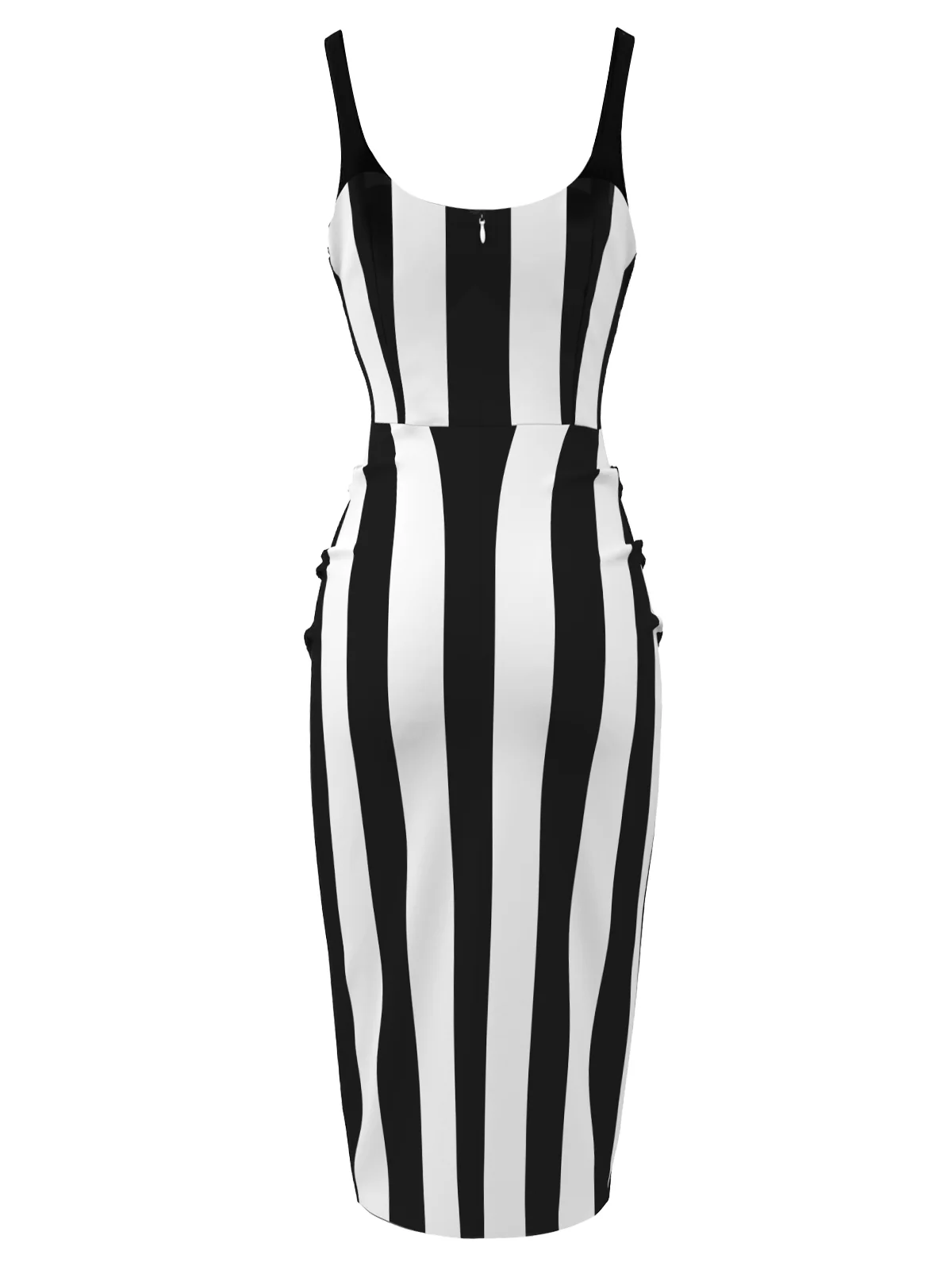Black&Pink 1960s Vertical Stripe Straps Pencil Dress - Image 3