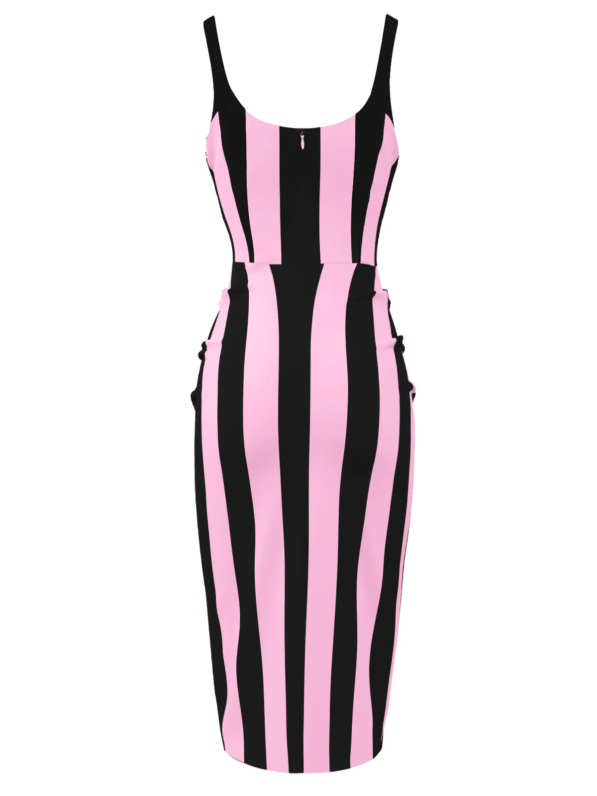 Black&Pink 1960s Vertical Stripe Straps Pencil Dress - Image 5