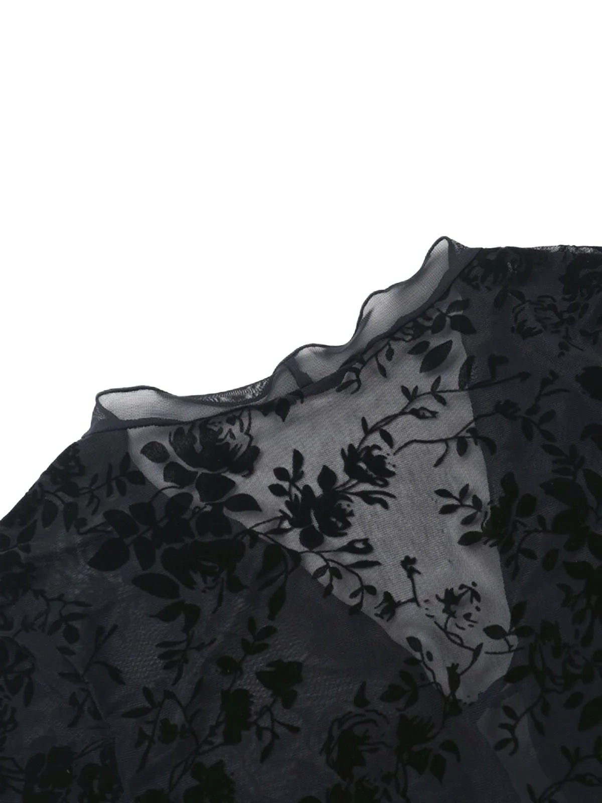 Black 1960s Water-soluble Lace Trim Sheer Blouse - Image 3