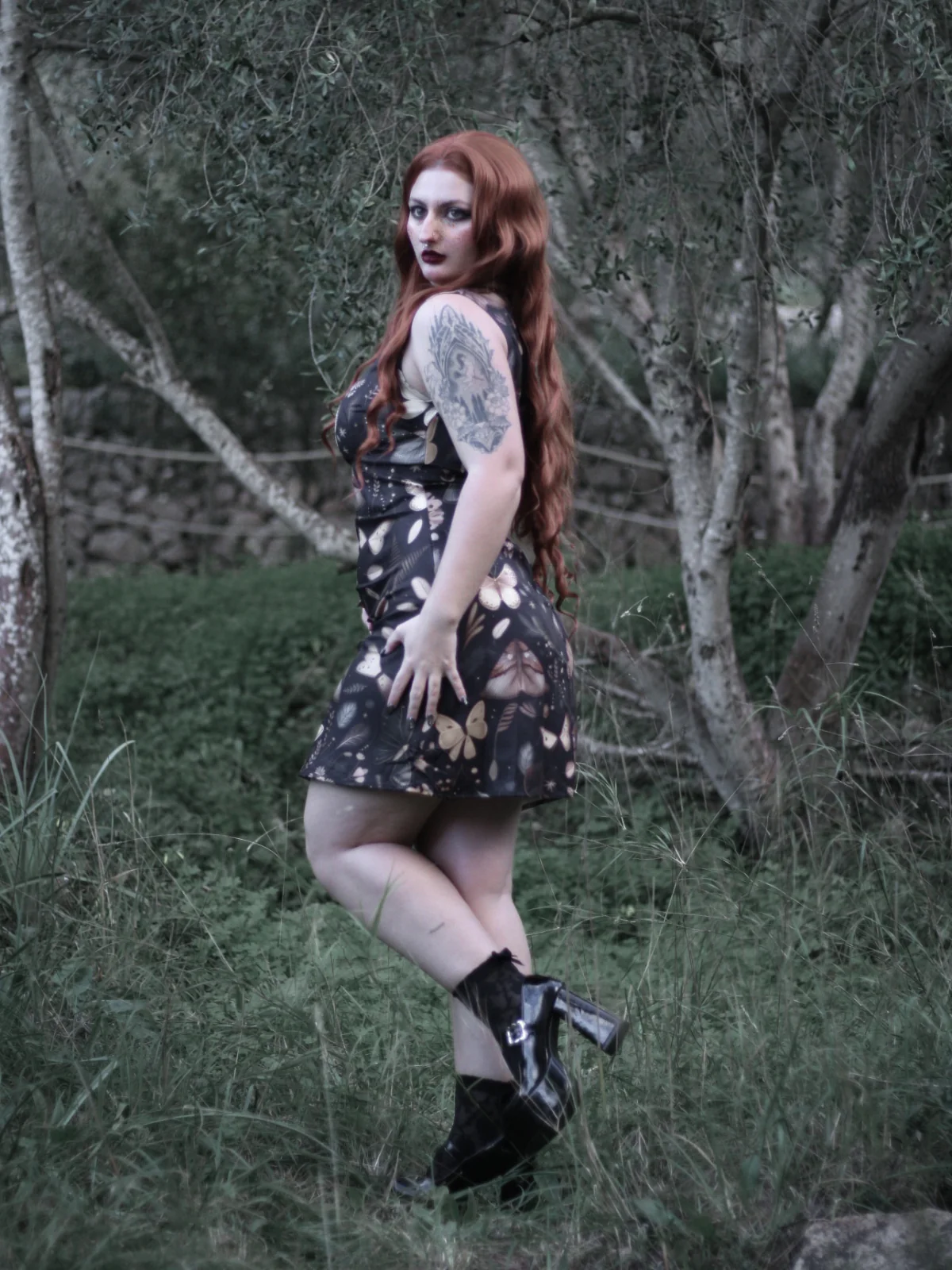 Black 1960s Witch Moth Butterfly A-Line Dress - Image 3