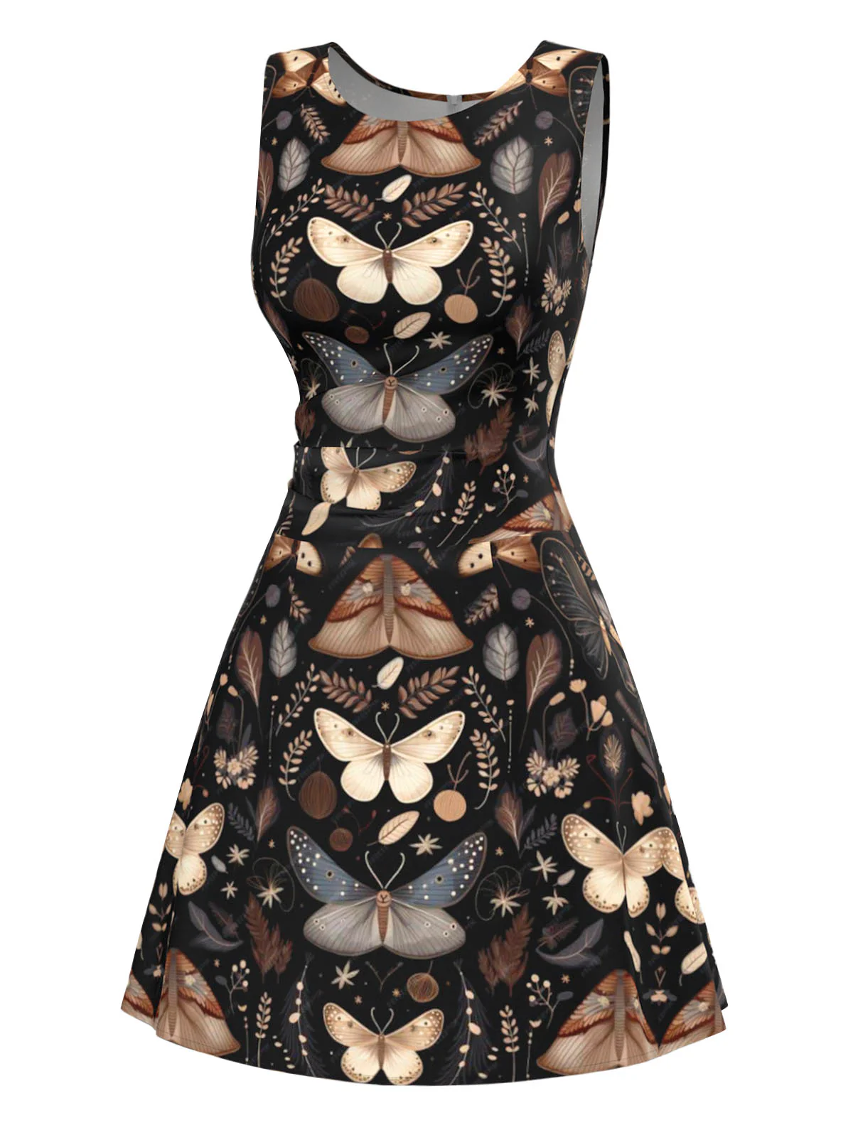 Black 1960s Witch Moth Butterfly A-Line Dress - Image 3