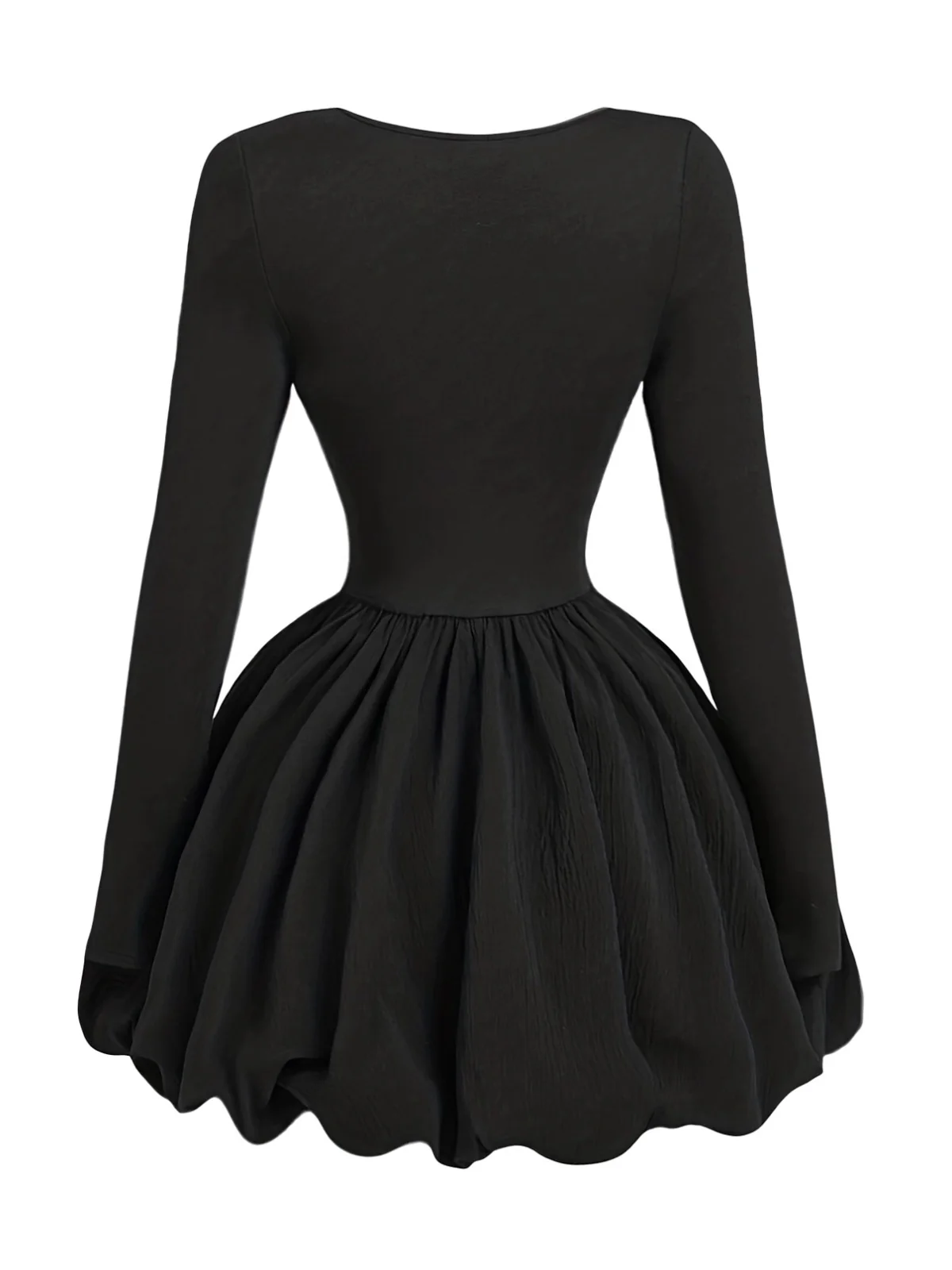 Black 1970s 3D-Bow Solid Bubble Dress - Image 3