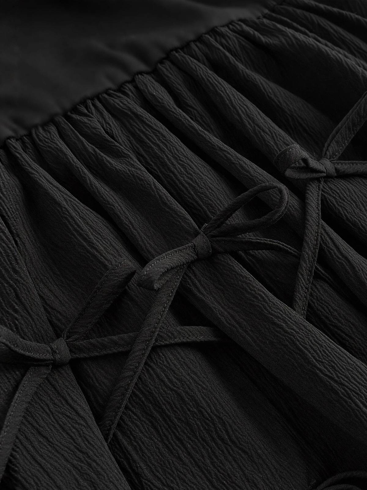 Black 1970s 3D-Bow Solid Bubble Dress - Image 4