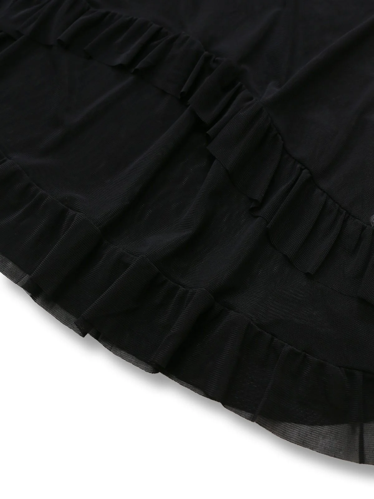 Black 1970s Bowknot Ruffled Sheer Nightdress - Image 8
