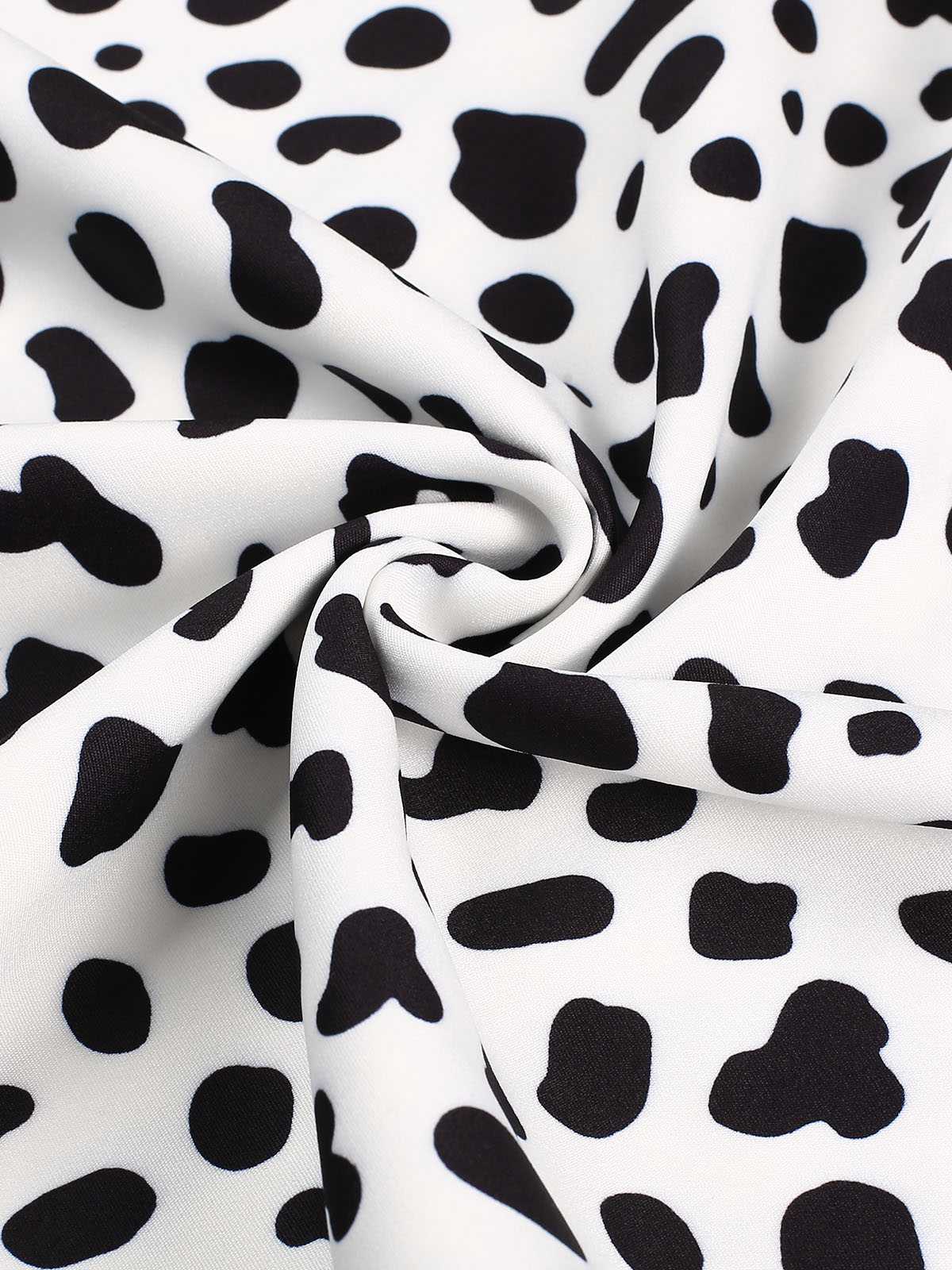 Black 1970s Cow Spots Patchwork Dress - Image 5