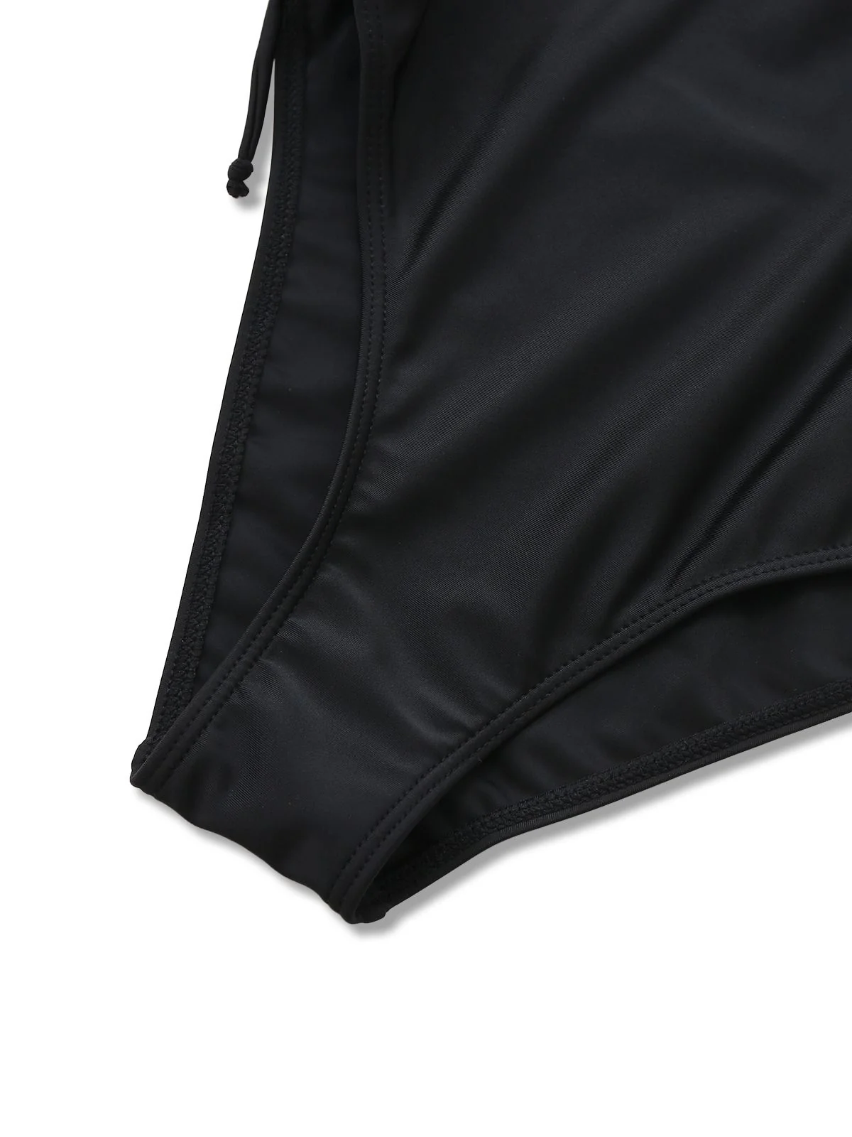 Black 1970s Deep V-Neck Tassels One-Piece Swimsuit - Image 6