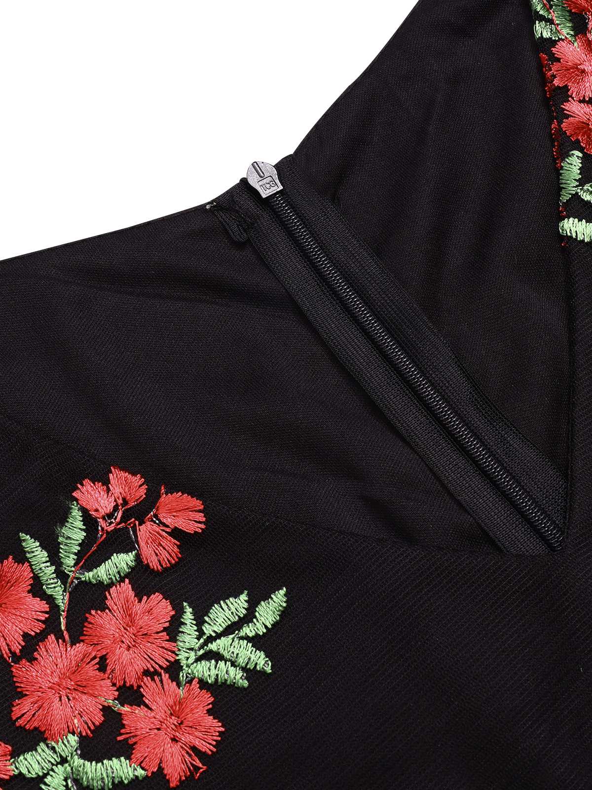 Black 1970s Embroidered Floral Jumpsuit - Image 5