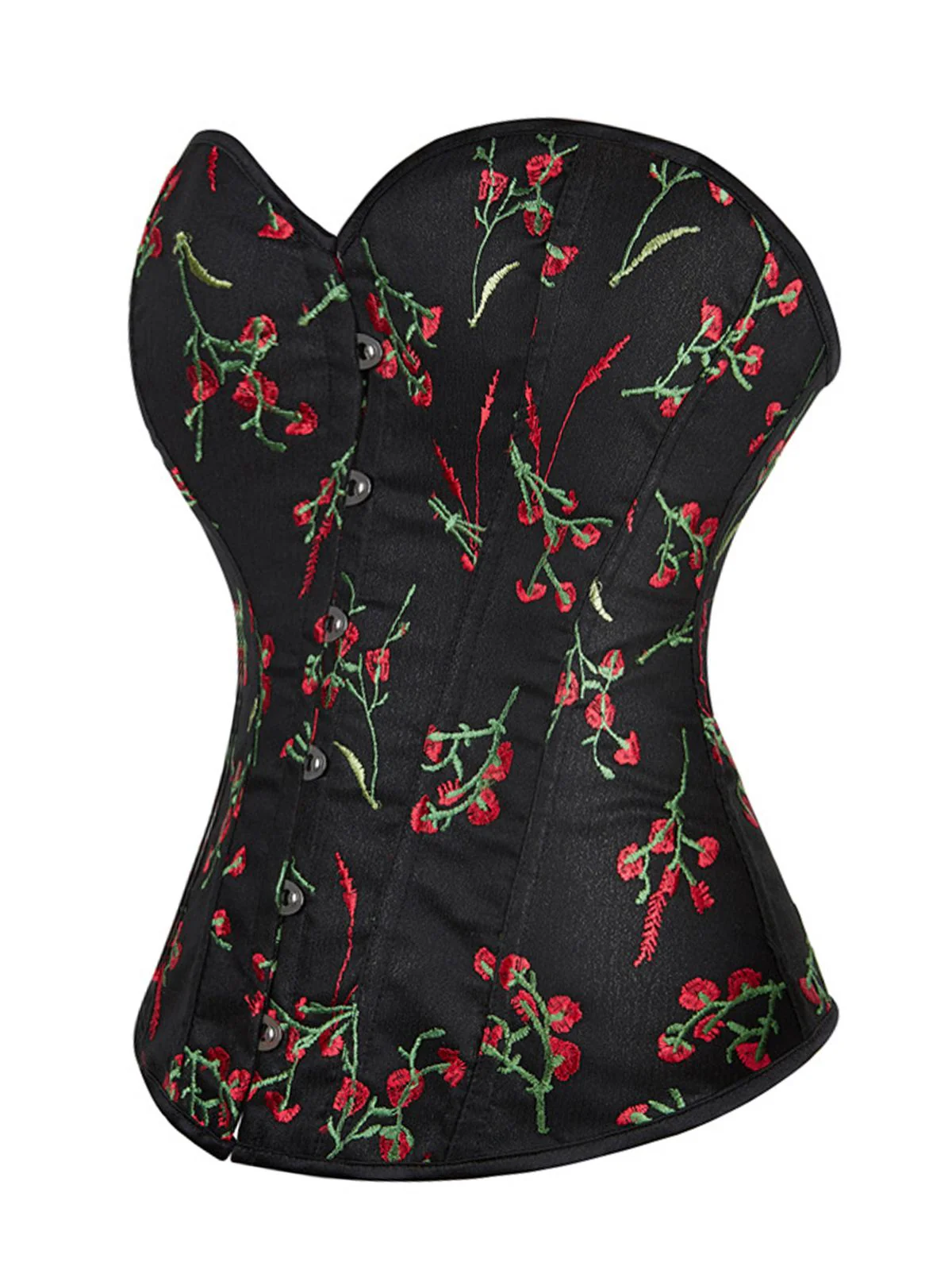 Black 1970s Floral Embroidered Corset Top - Image 2