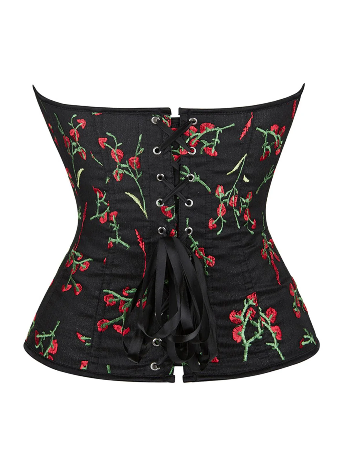 Black 1970s Floral Embroidered Corset Top - Image 3