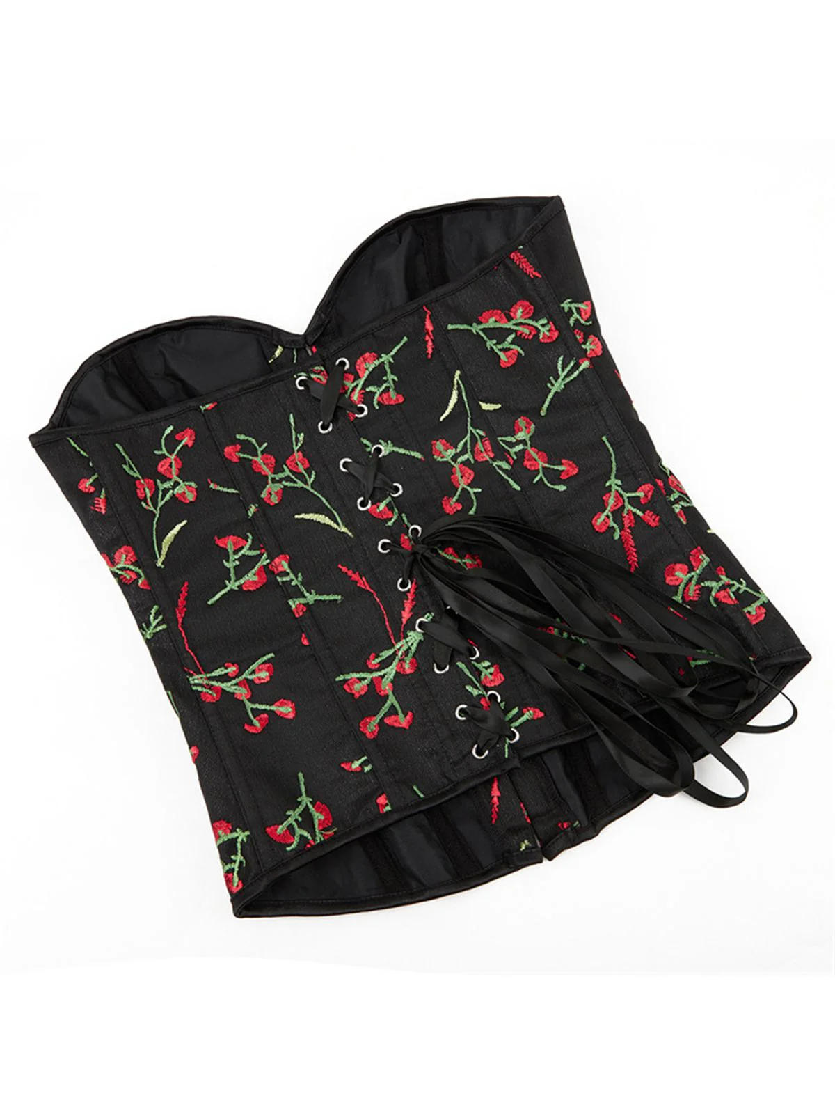 Black 1970s Floral Embroidered Corset Top - Image 4