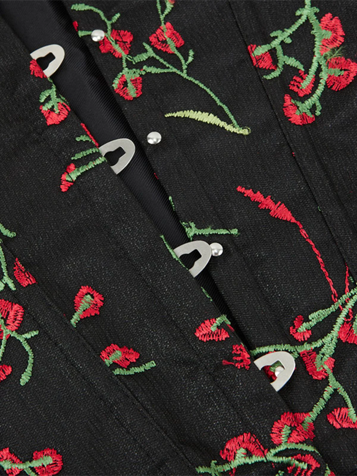 Black 1970s Floral Embroidered Corset Top - Image 5