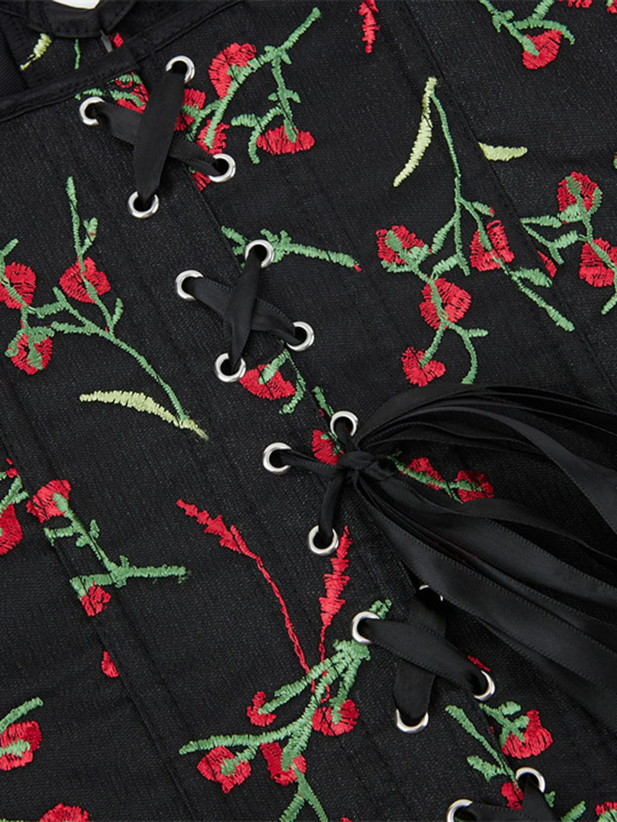 Black 1970s Floral Embroidered Corset Top - Image 6