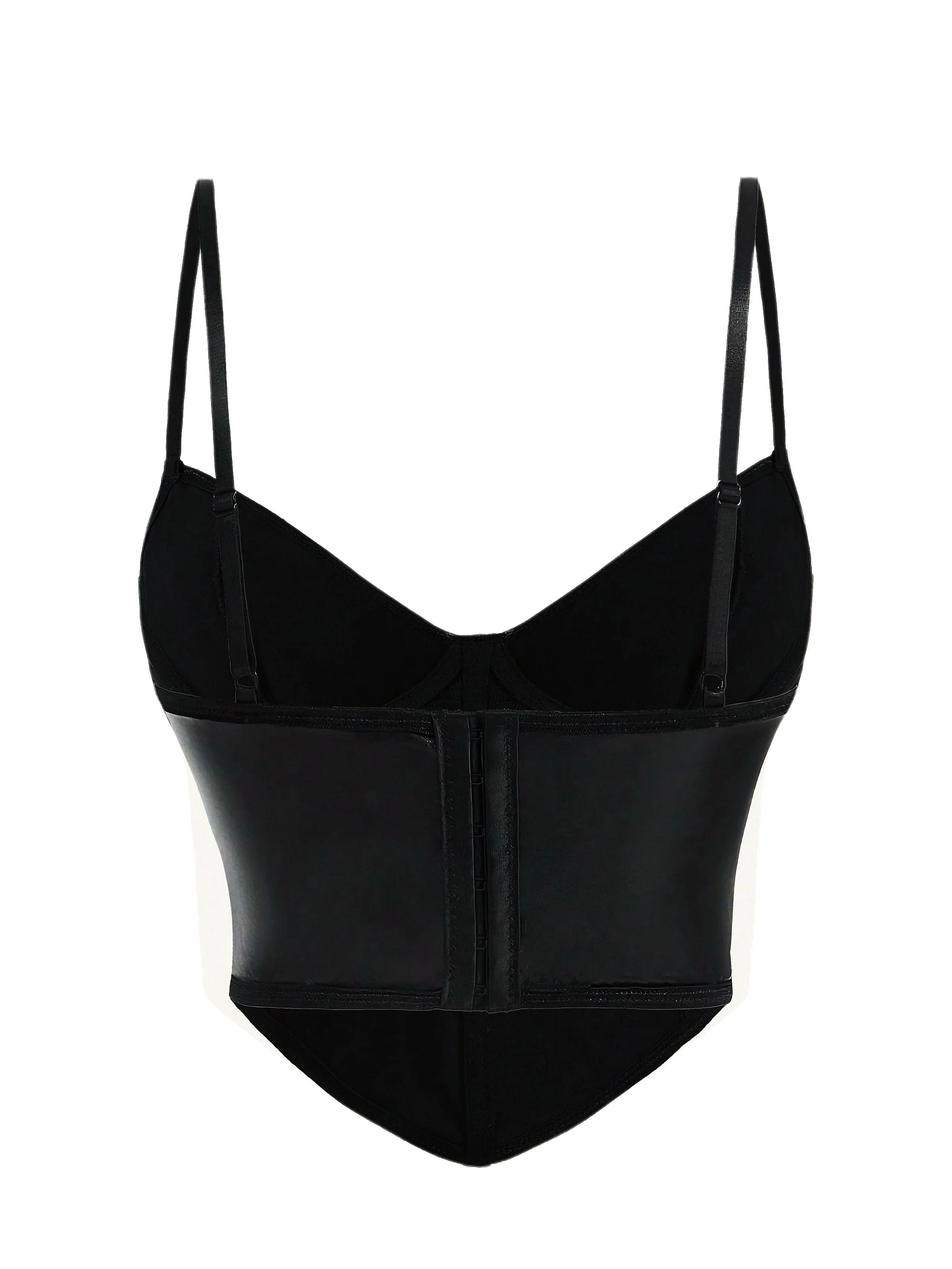 Black 1970s Gothic Cross Faux Leather Cami Top - Image 2