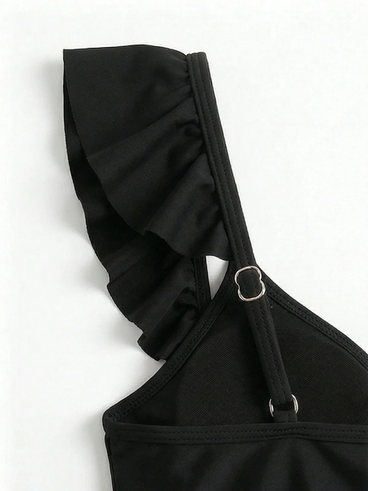Black 1970s Gothic Ruffle Tankini Set - Image 4