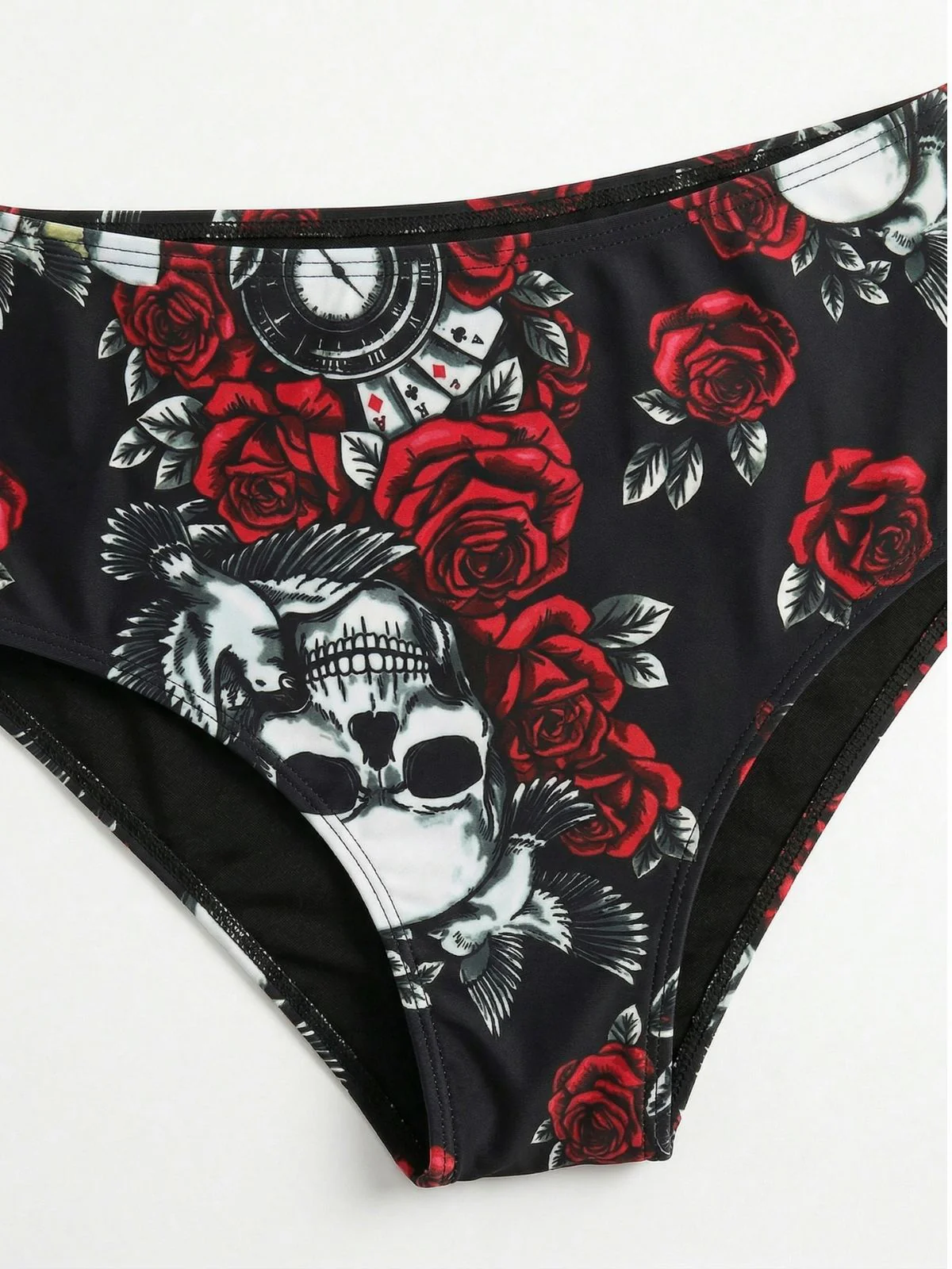 Black 1970s Gothic Ruffle Tankini Set - Image 5