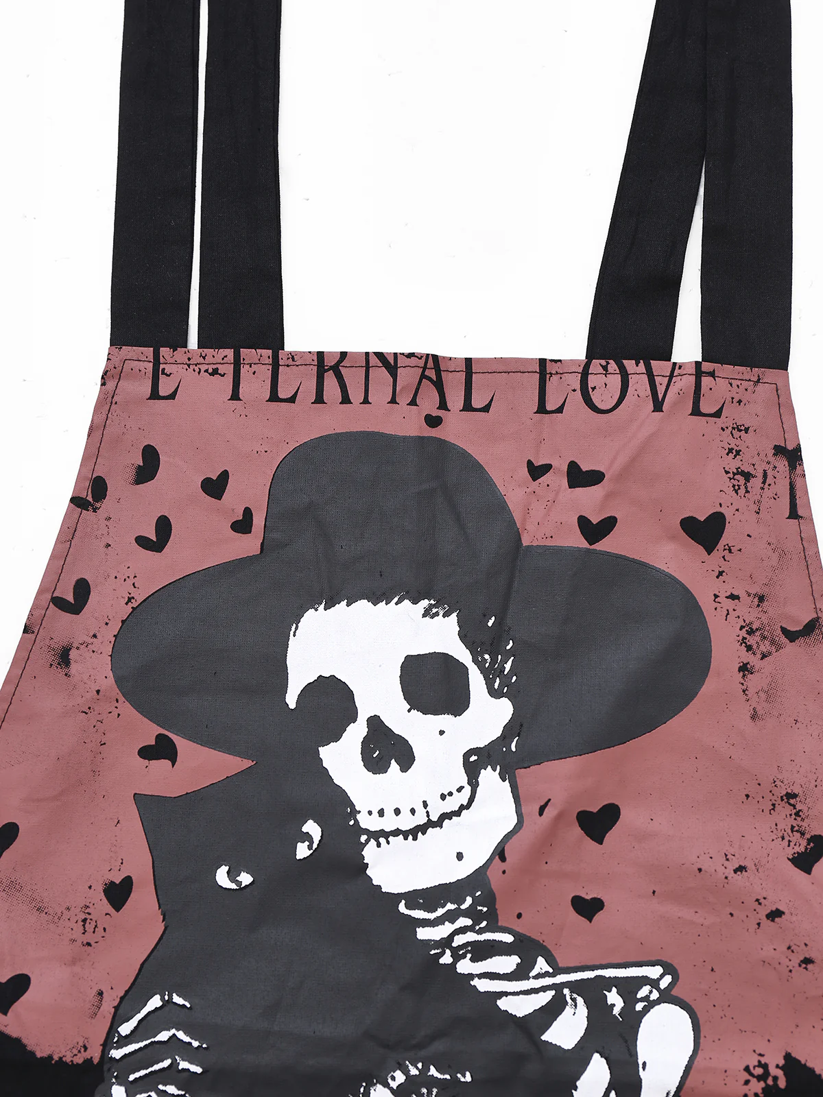 Black 1970s Halloween Gothic Skeleton Print Suspender Jumpsuit - Image 3
