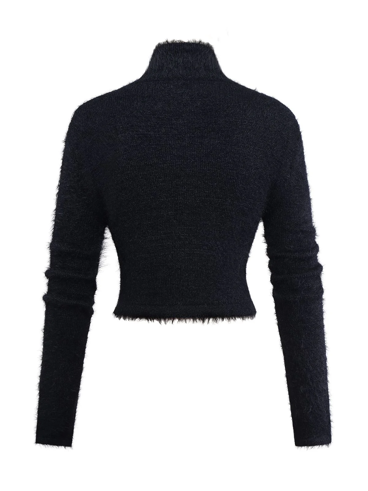 Black 1970s Halloween Pumpkin Faux Mink Sweater - Image 2
