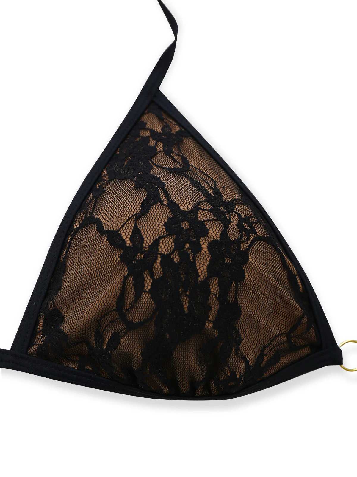 Black 1970s Halter Floral Lace Bikini Set - Image 4