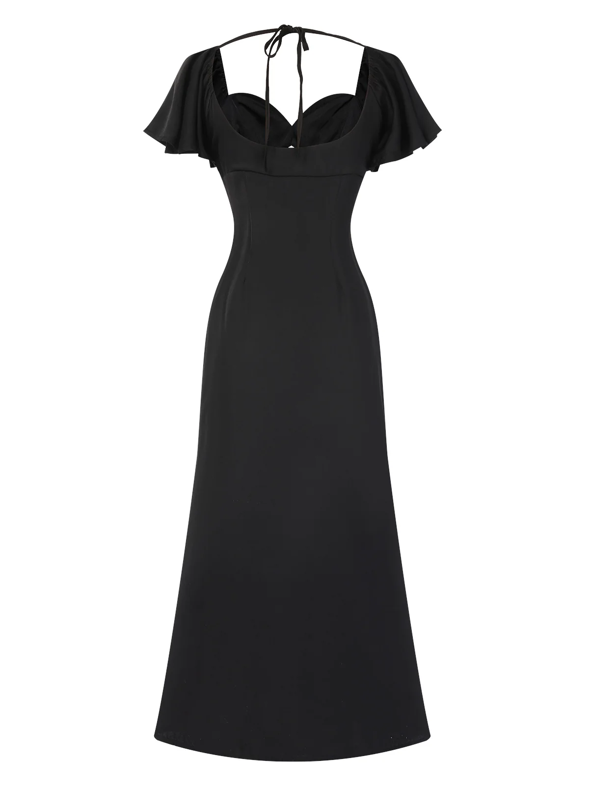 Black 1970s Hollow Sweetheart Neck Dress - Image 2