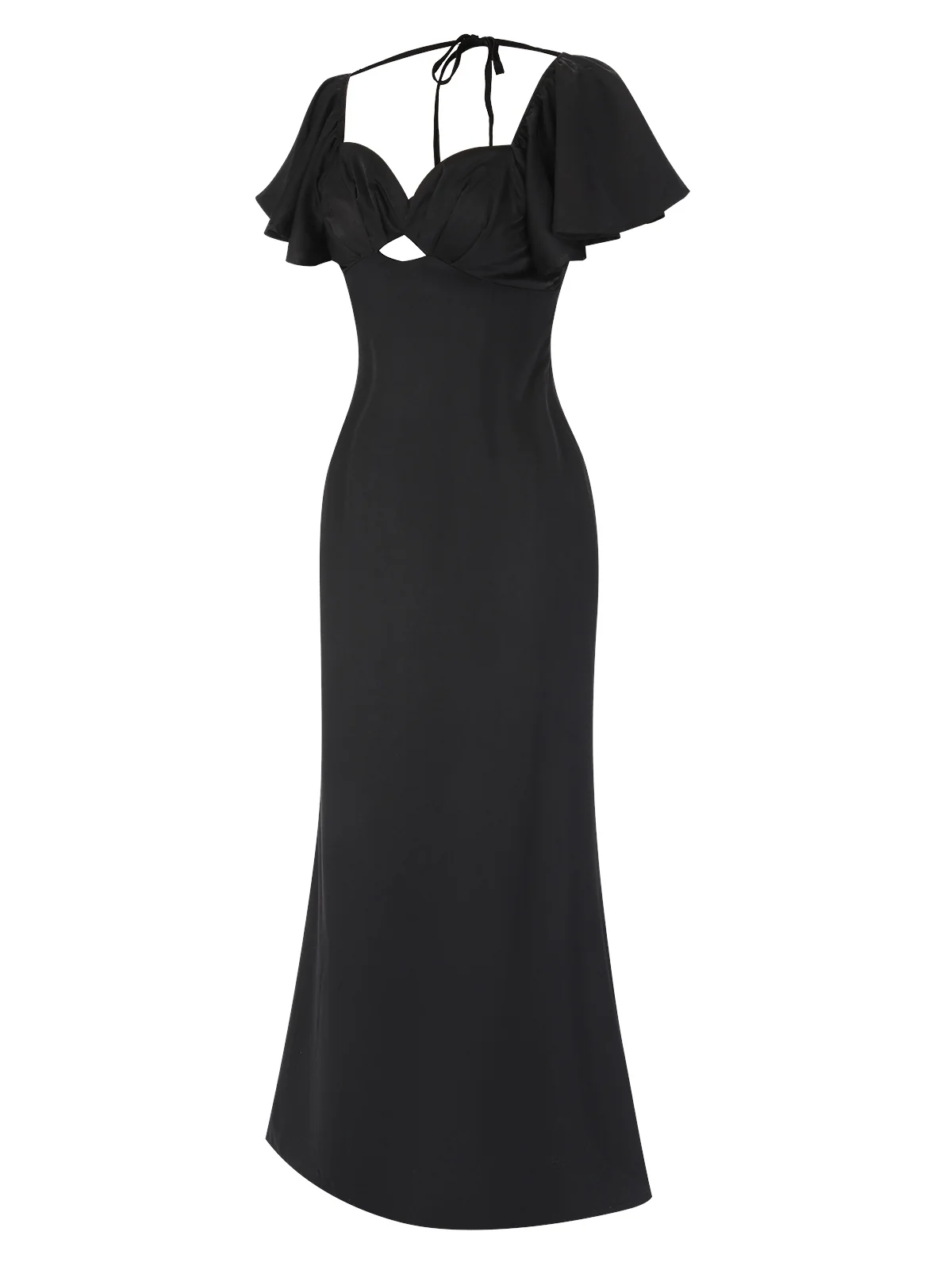 Black 1970s Hollow Sweetheart Neck Dress - Image 3