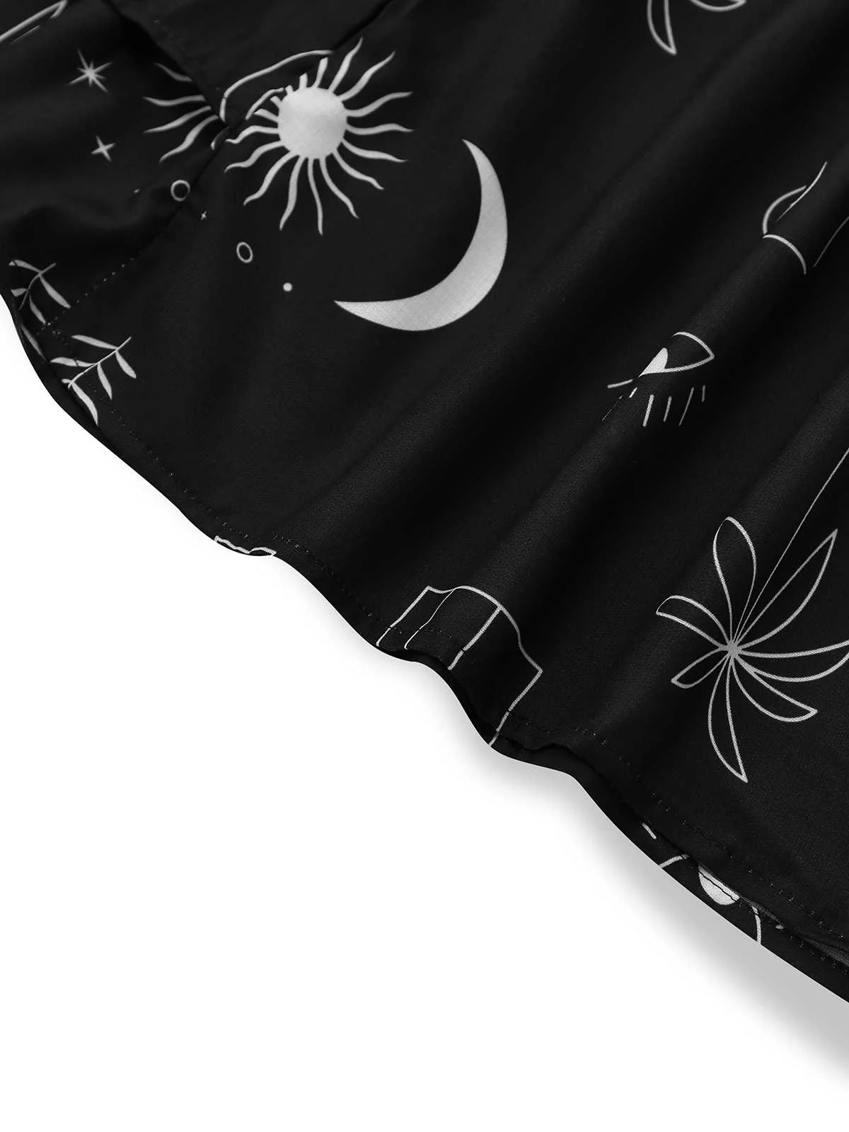 Black 1970s Printed Flare Sleeve Shirt Dress - Image 3