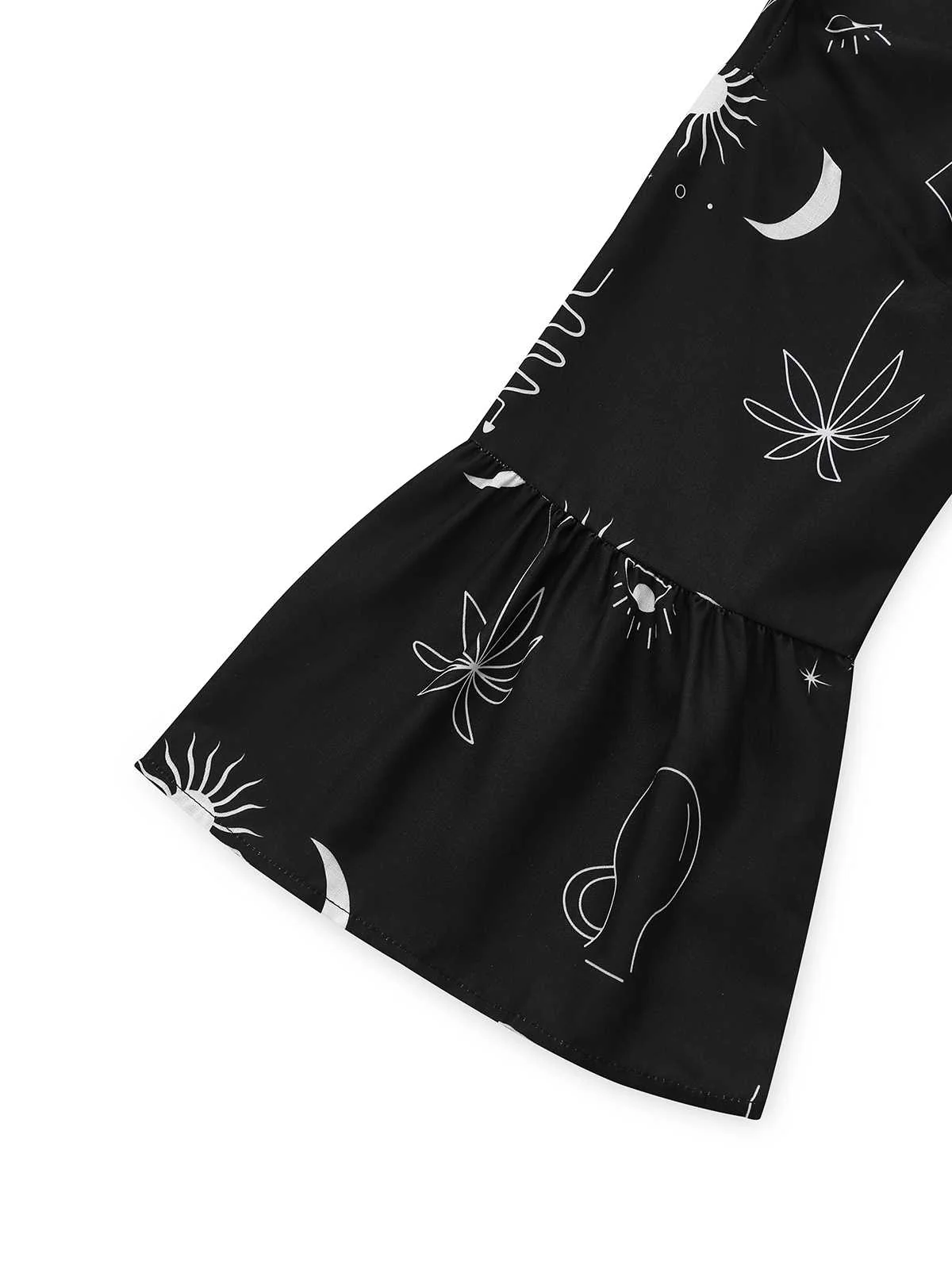 Black 1970s Printed Flare Sleeve Shirt Dress - Image 4
