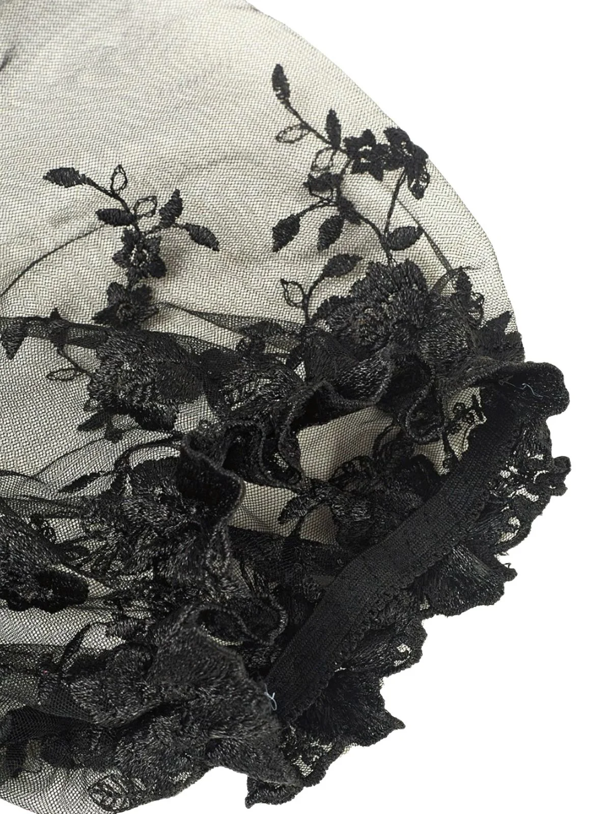 Black 1970s Puff Sleeve Lace Corset Top - Image 3