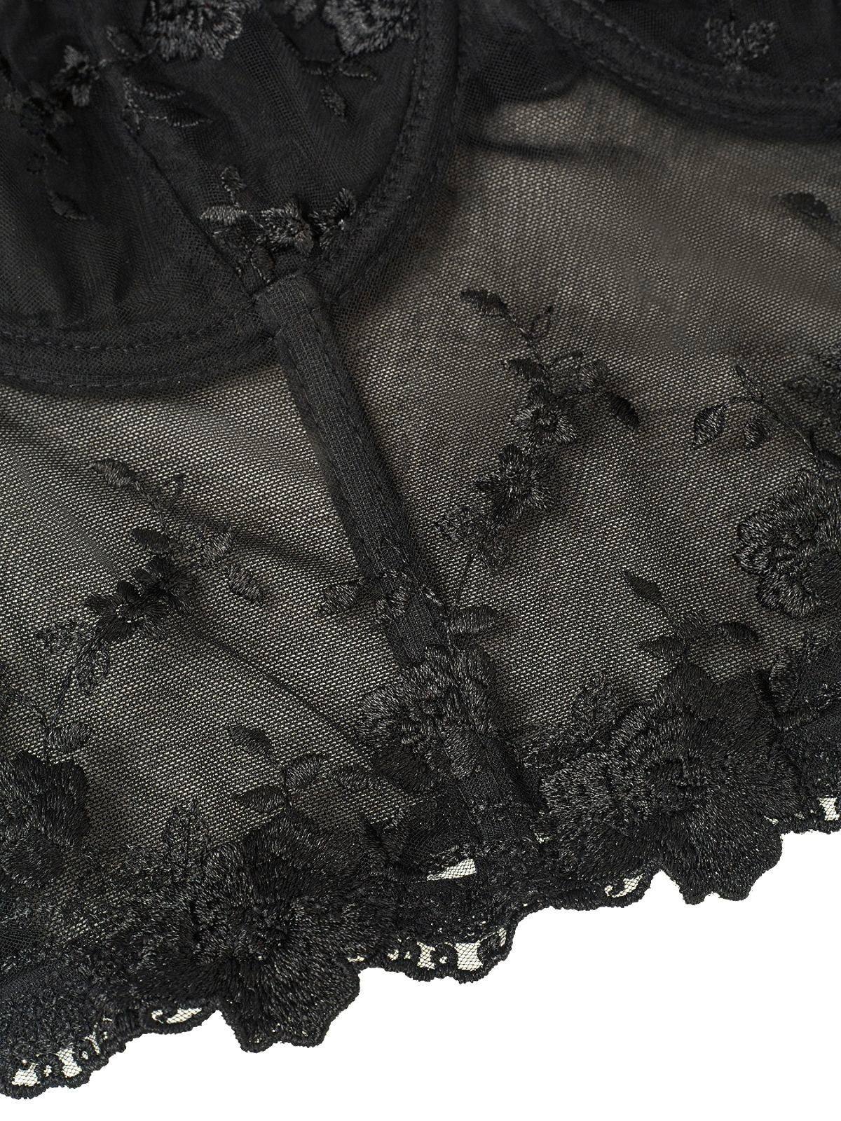 Black 1970s Puff Sleeve Lace Corset Top - Image 4