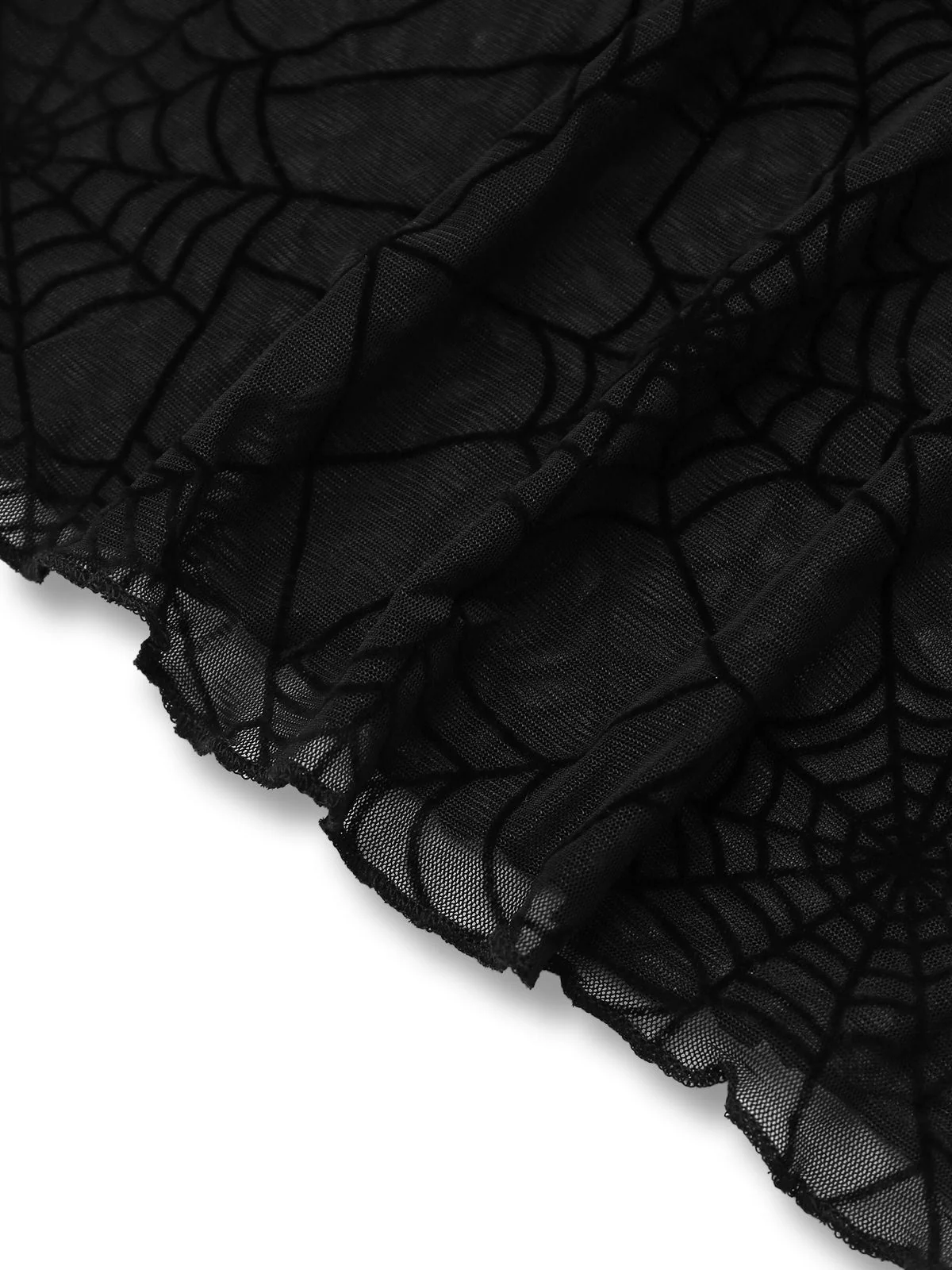 Black 1970s Sheer Spider Web Bishop Sleeve Top - Image 4