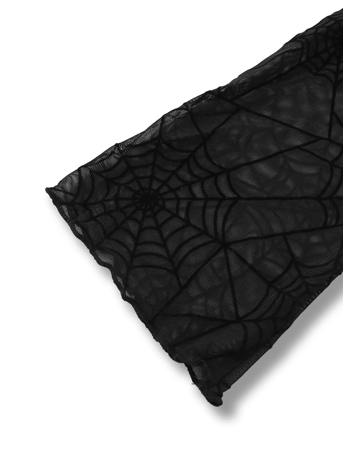 Black 1970s Sheer Spider Web Bishop Sleeve Top - Image 5