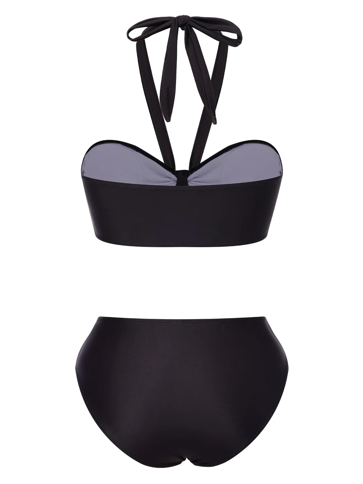 Black 1970s Skeleton Hand Halter Bikini Set - Image 3