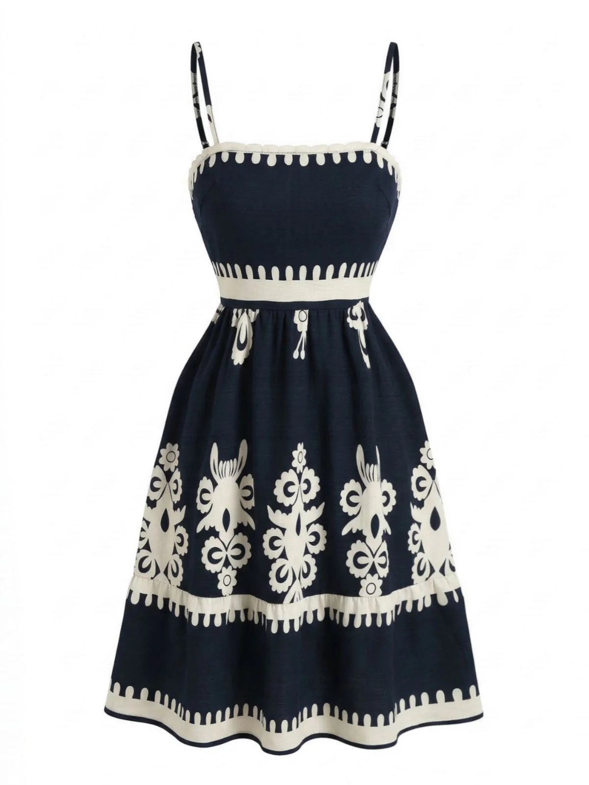 Black 1970s Spaghetti Strap Bohemian Smocked Dress - Image 3