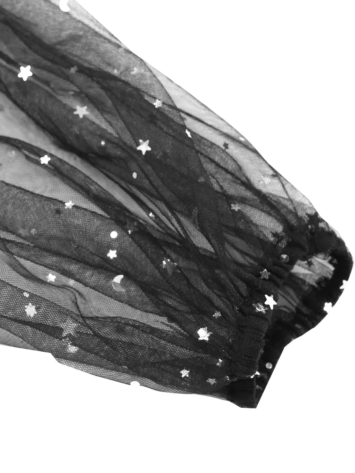 Black 1970s Star Sequins Lantern Sleeve Dress - Image 6