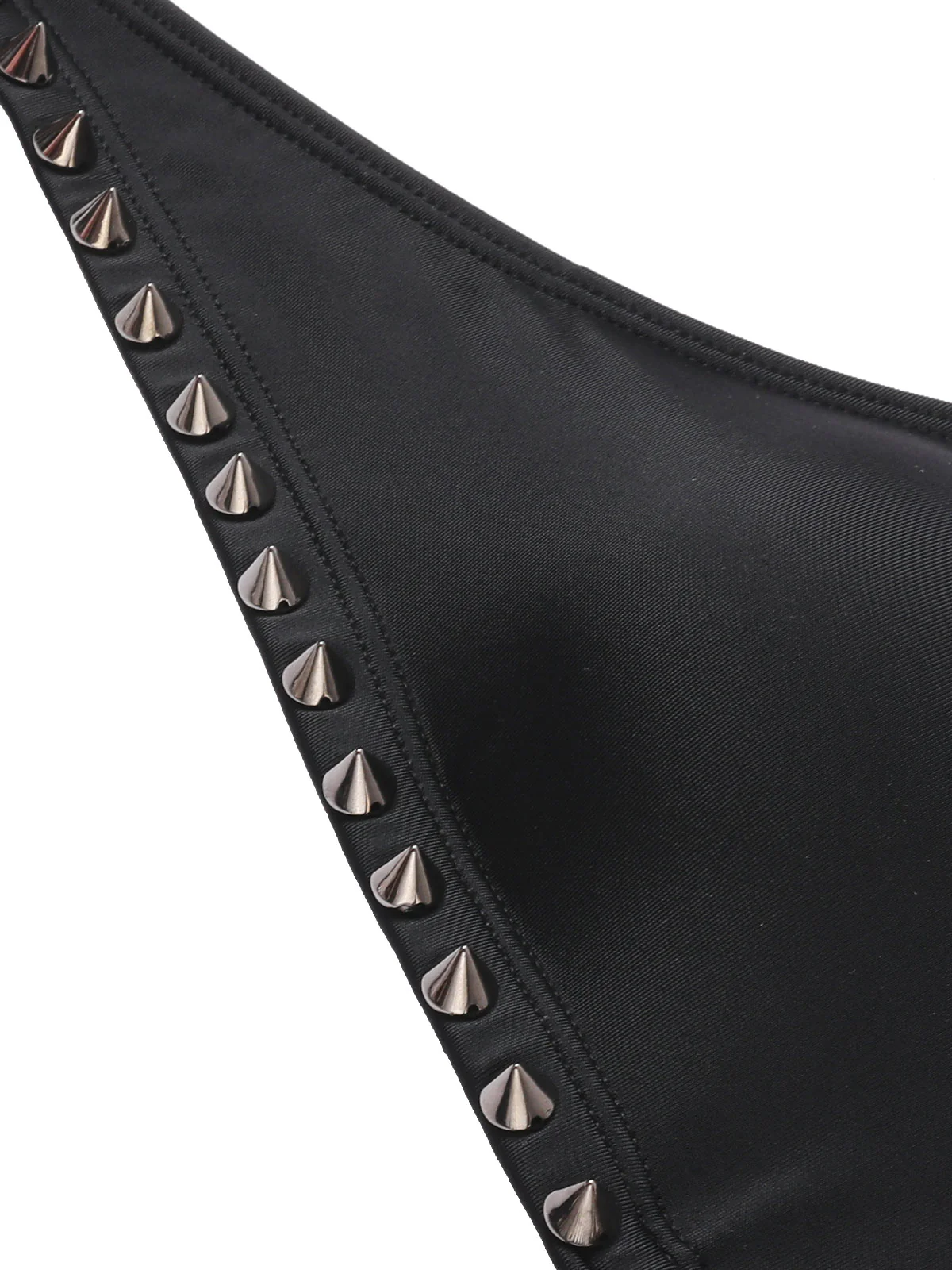 Black 1970s Studded Cutout One-Piece Swimsuit - Image 5
