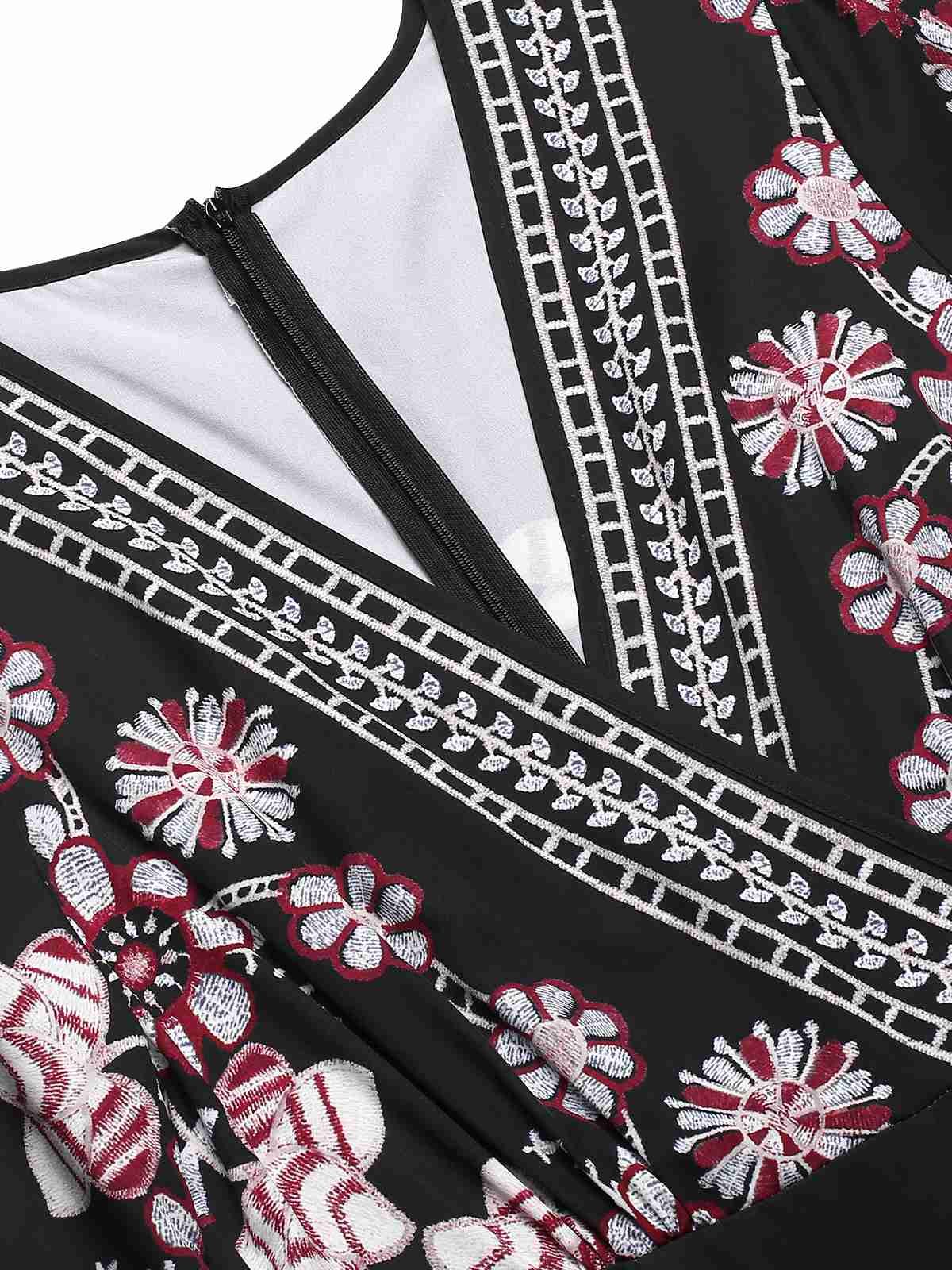 Black 1970s Surplice V-Neck Floral Jumpsuit - Image 4