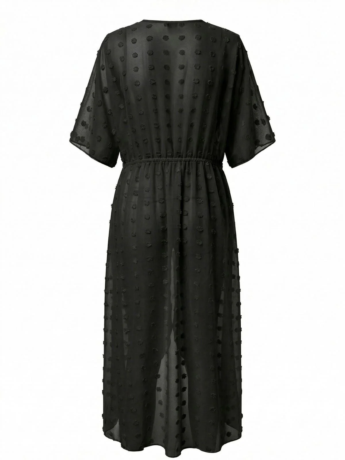 1970s Tie Sheer Polka Dot Maxi Cover-Up Dress - Image 7