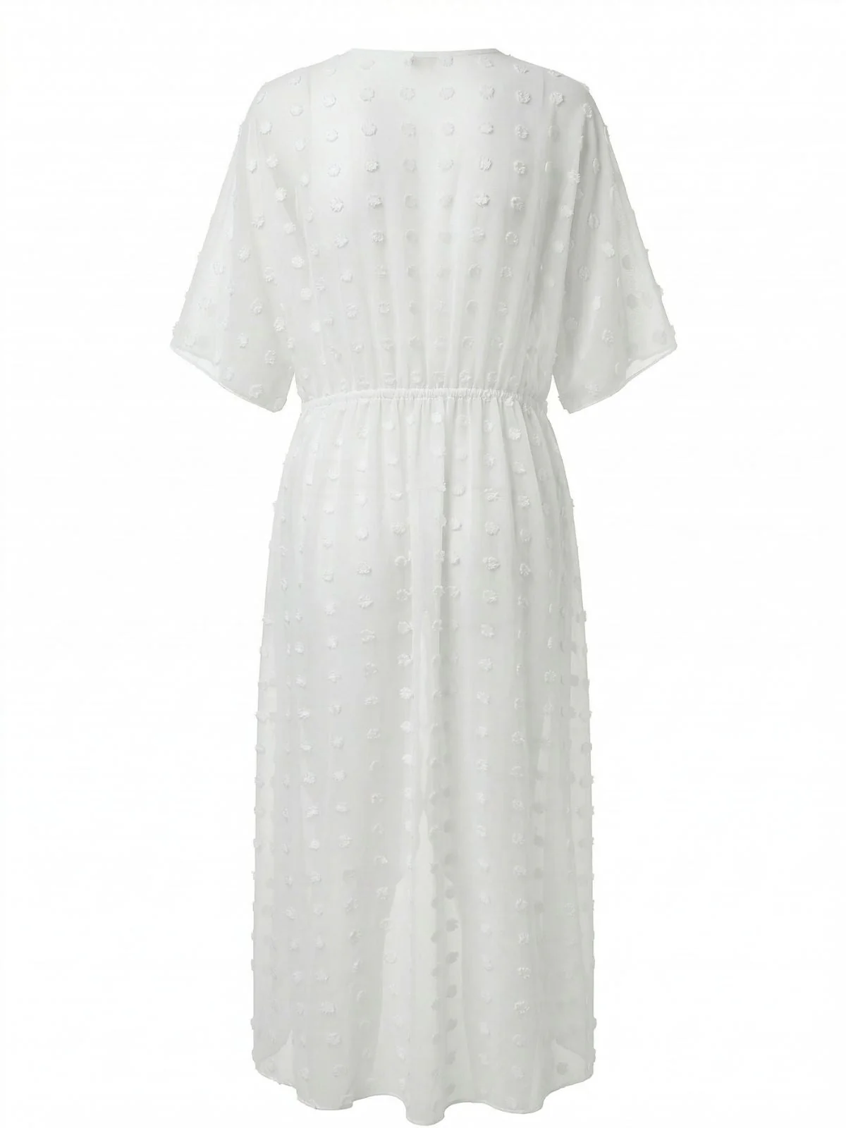 1970s Tie Sheer Polka Dot Maxi Cover-Up Dress - Image 2