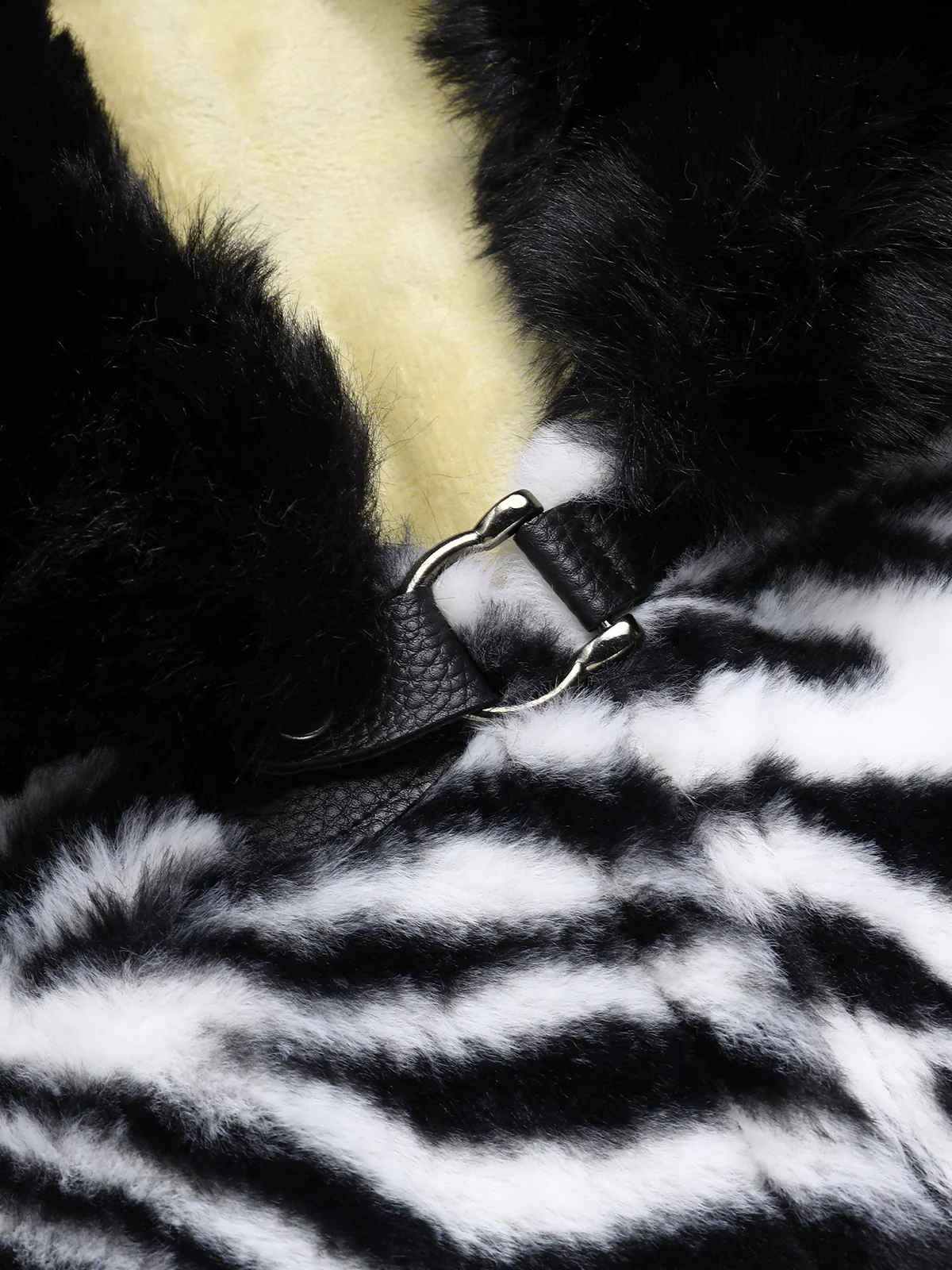 Black 1970s Zebra Fur Collar Cape Coat - Image 3