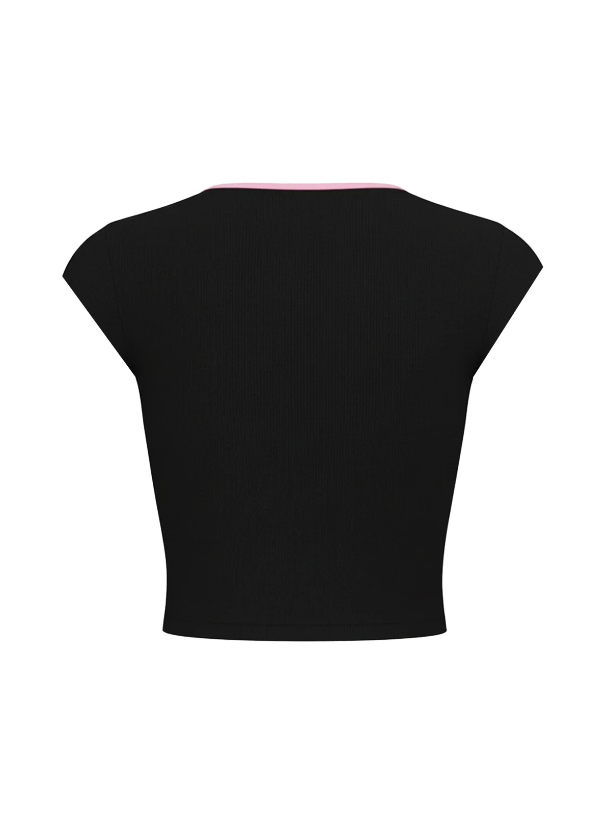 Black 1980s Cutout Flower Crop Top - Image 3