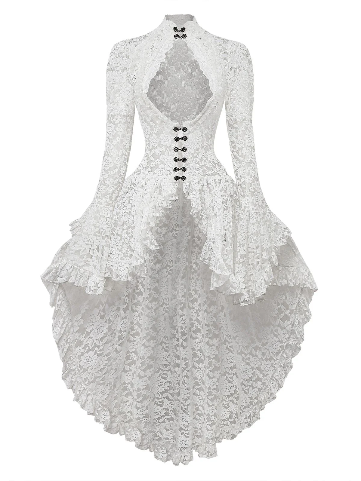 [Pre-Sale] Black 1980s Gigot Sleeve Victorian Lace Dress - Image 3
