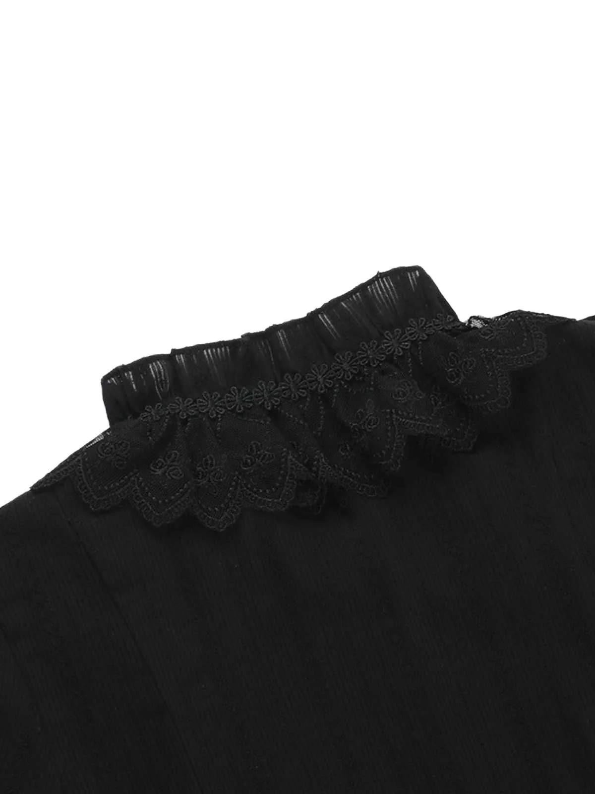 Black 1980s Gothic Pure Cotton Ruffled Blouse - Image 4
