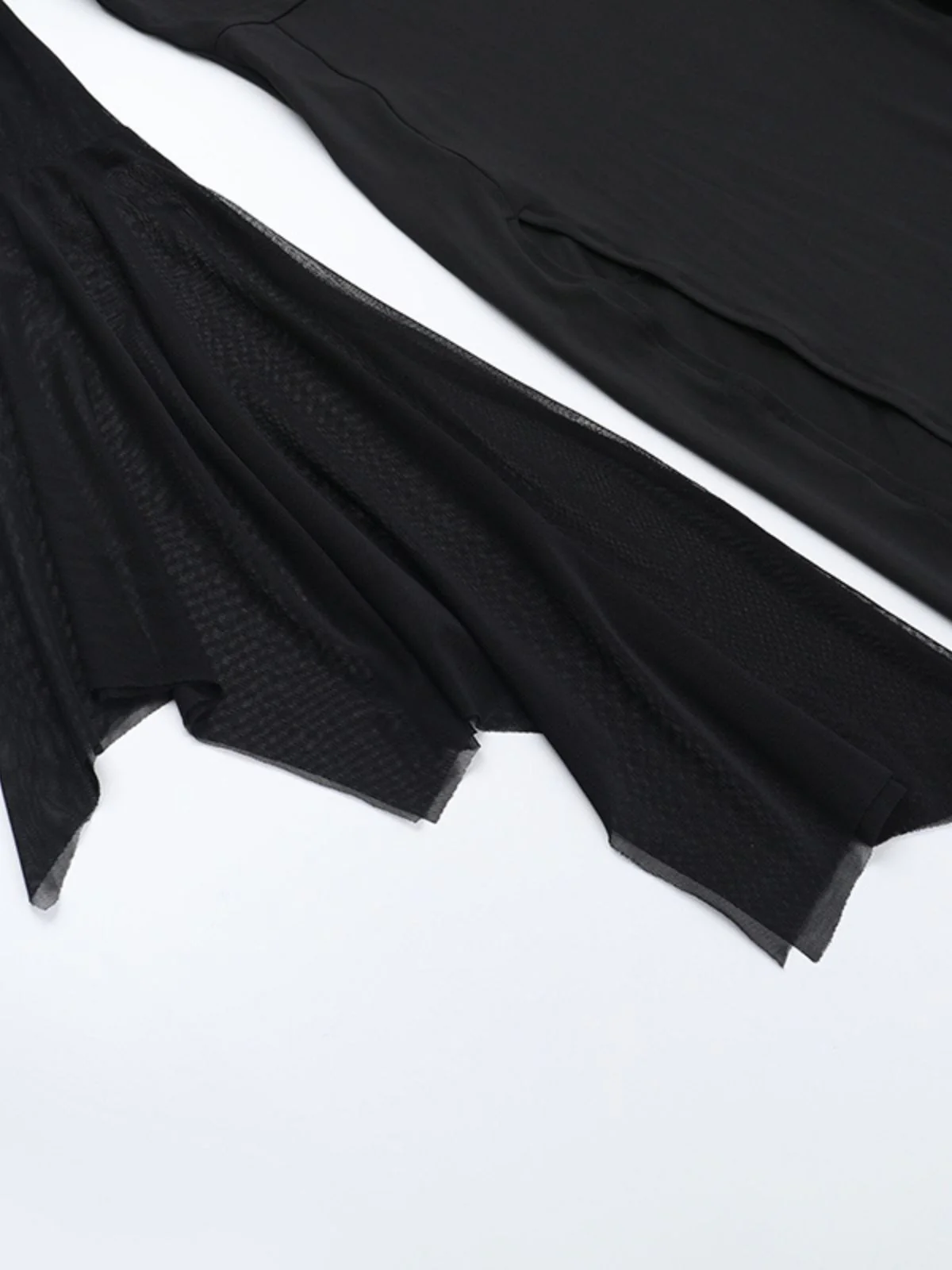 Black 1980s Gothic Sheer Sleeve Corset Slit Dress - Image 11