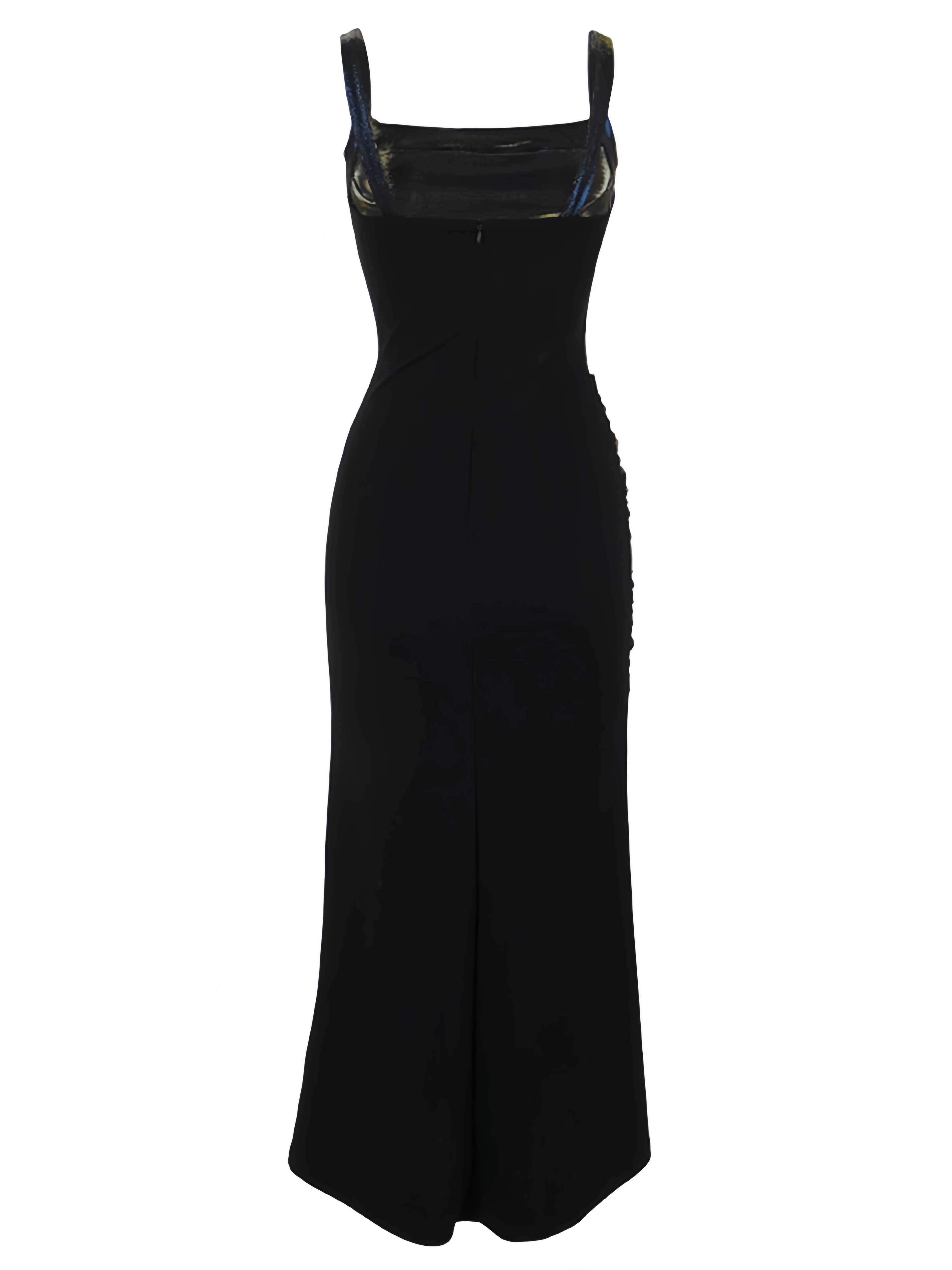 Black 1980s Gothic Slip Lace Maxi Dress - Image 2