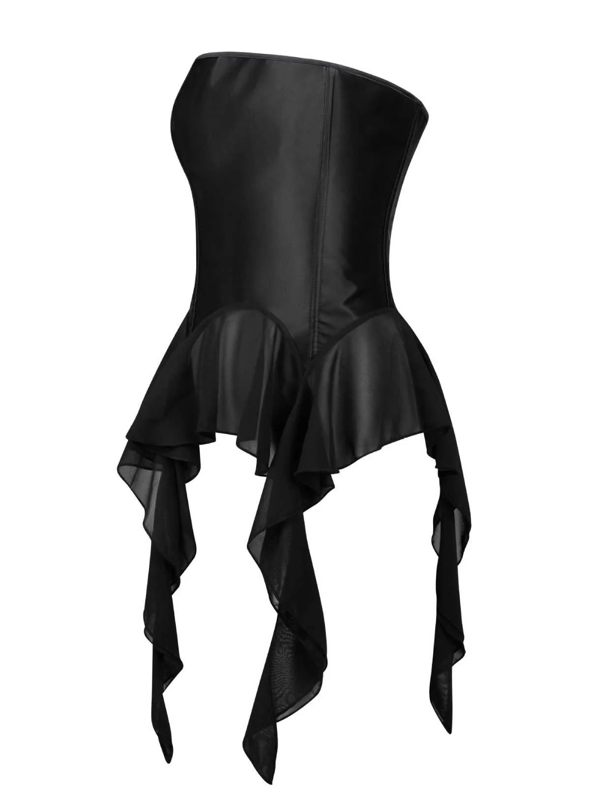 Black 1980s Gothic Strapless Lace Corset Top - Image 2
