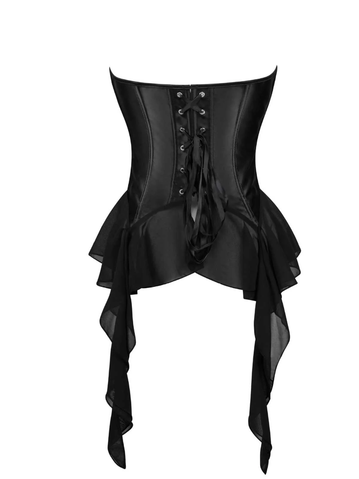 Black 1980s Gothic Strapless Lace Corset Top - Image 3