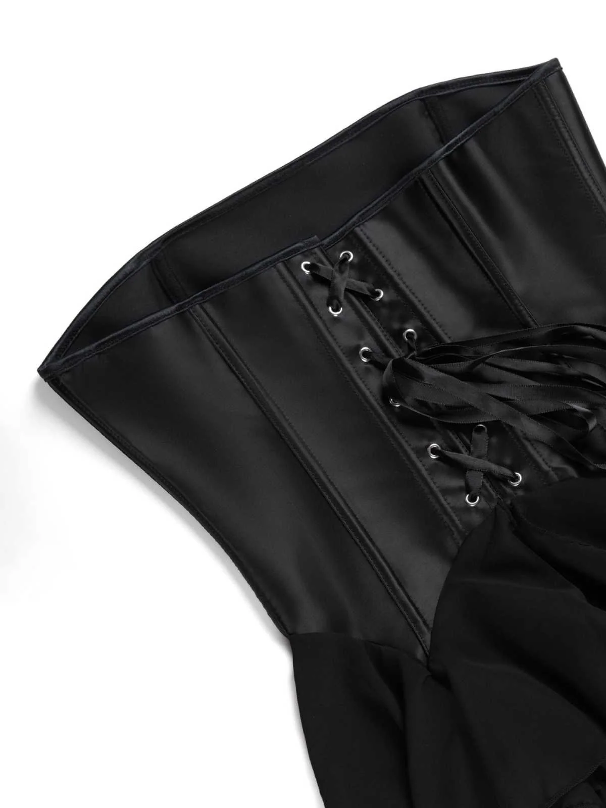 Black 1980s Gothic Strapless Lace Corset Top - Image 4