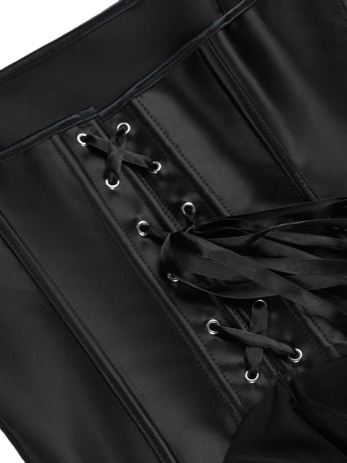 Black 1980s Gothic Strapless Lace Corset Top - Image 5