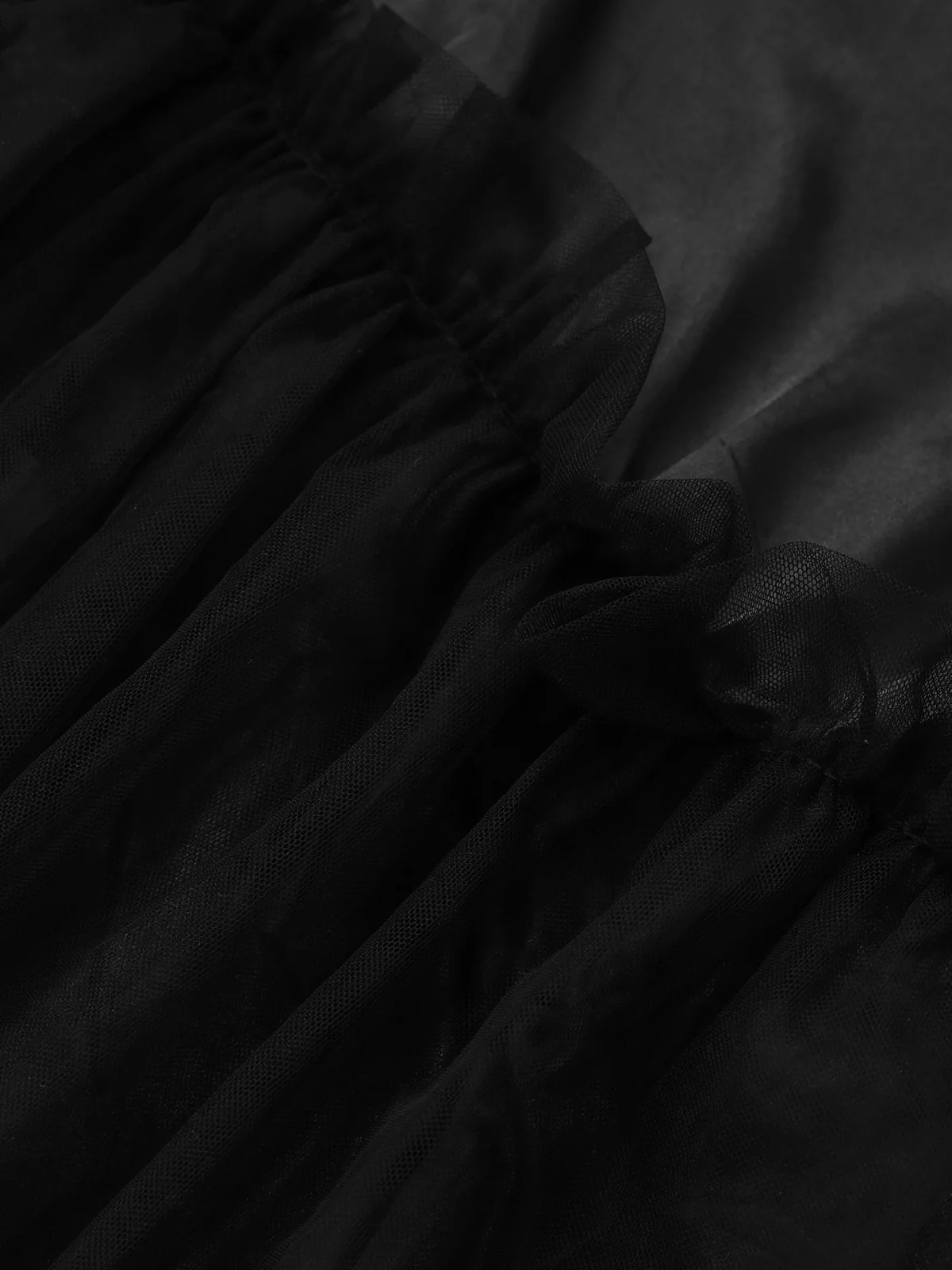 Black 1980s Halloween Mesh Patchwork Dress With Cape - Image 5