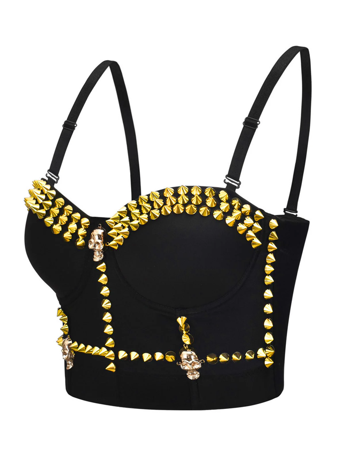 Black 1980s Halloween Punk Rivet Gothic Camisole - Image 2
