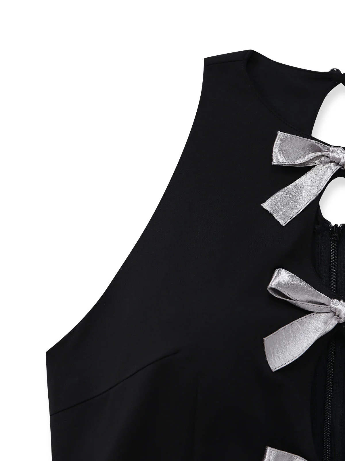[Pre-Sale] Black 1980s Halter Sleeveless Bow Hollow Romper - Image 6